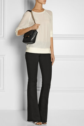 Diane von Furstenberg 440 Mini croc-effect leather and suede shoulder bag
