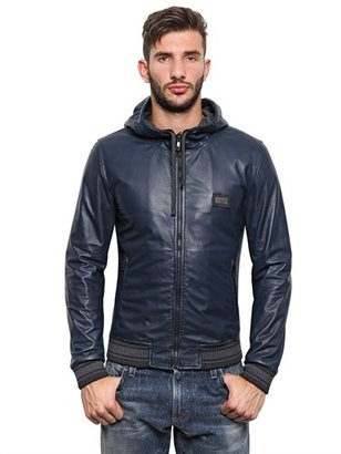 Dolce & Gabbana Soft Nappa Leather Hooded Jacket