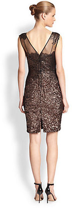 Kay Unger Metallic Lace & Sequined Dress