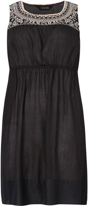 Yours Clothing Black Sleeveless Tunic Dress With Embroidered Neckline
