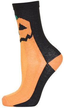 Topshop Womens Pumpkin Ankle Socks - Orange