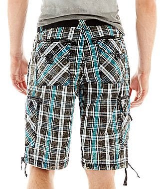JCPenney Chalc Plaid Cargo Shorts