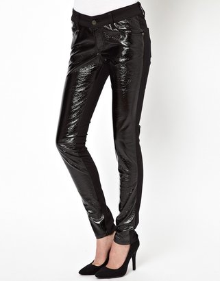 Tripp NYC Patent Front Skinny Jeans - Black