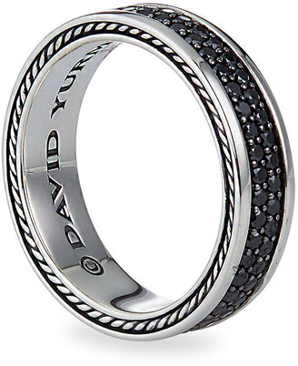 David Yurman Men's Streamline Two-Row Band Ring with Black Diamonds