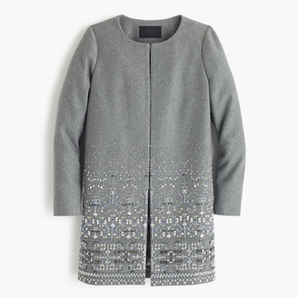 J.Crew Collection cocoon coat in embellished Italian wool melton