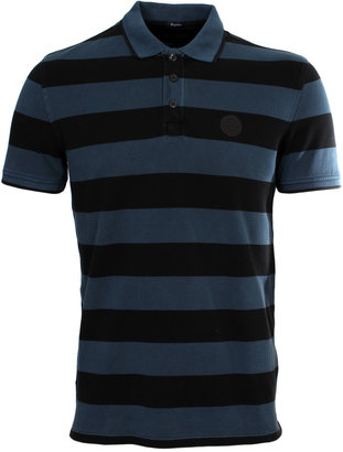 Armani Jeans Dark Blue & Navy Stripe Pique Polo Shirt