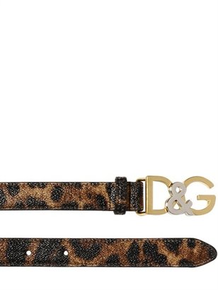Dolce & Gabbana 20mm Leopard Print Logo Belt