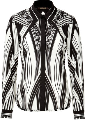 Roberto Cavalli Stretch Silk Printed Blouse Gr. 36