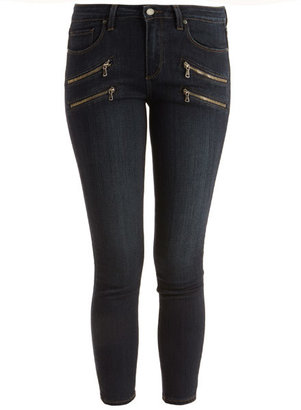 Paige Navy Edgemont Cropped Mid-Rise Skinny Jeans