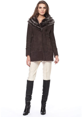 Badgley Mischka Heather Shearling Fur Coat
