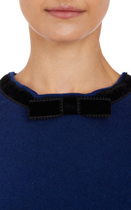 Zhor & Nema Velvet-Trimmed-Bow Sweater