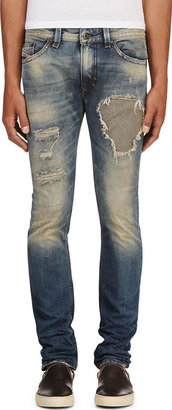 Diesel Blue Patched & Faded Thavar L.32 Jeans