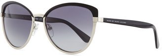 Marc by Marc Jacobs Colorblock Cat-Eye Sunglasses, Black/Silver