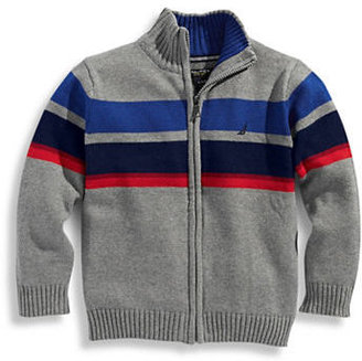 Nautica Boys 8 to 20 Striped Full Zip Sweater