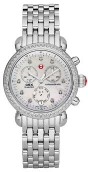 Michele CSX Diamond, Mother-Of-Pearl & Stainless Steel Chronograph Bracelet Watch
