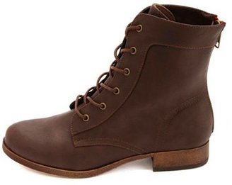 Charlotte Russe Colored Zipper Lace-Up Combat Boots