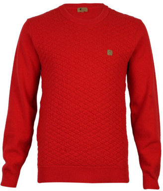 Gabicci Mens Red Round Neck Long Sleeve Quilted Knit Jumper Size S-Xxl