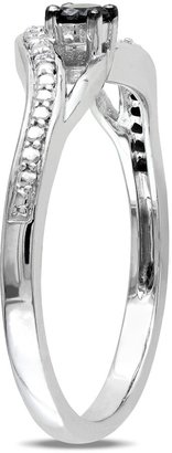 Ice.com 2684 1/7 CT Black and White  Diamond TW Fashion Ring 10k White Gold GH I2;I3