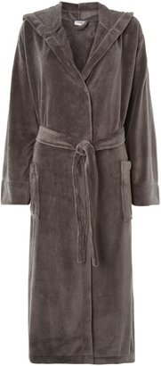 Linea Fleece robe with hood in grey m/l