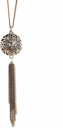 Lucky Brand Necklace, Silver-Tone Openwork Tassel Pendant