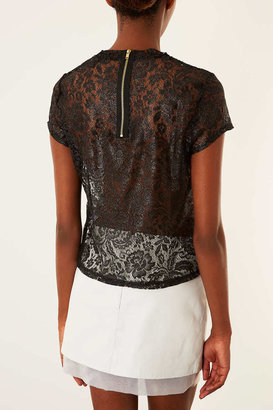 Topshop Coated Lace Tee