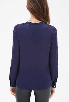 Forever 21 Contemporary Lace-Paneled Chiffon Top