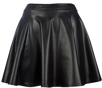 New Look Inspire Black Leather Look Skater Skirt