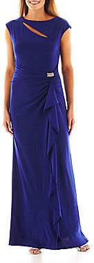 R & M Richards RM Collections Cap-Sleeve Cutout Gown
