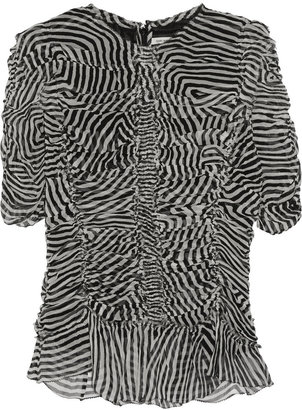 Etoile Isabel Marant Ruched printed silk-chiffon top
