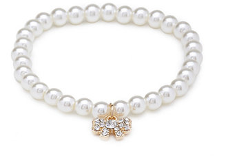 Forever 21 Faux Pearl Bow-Charm Bracelet