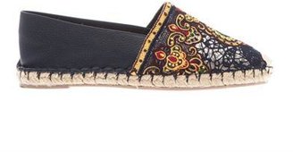 Valentino Embroidered lace and leather espadrilles