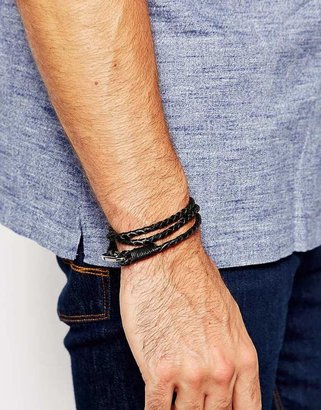Seven London Plaited Leather Wrap Bracelet