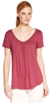 Marks and Spencer M&s Collection Short Sleeve Pleated T-Shirt with StayNEWTM