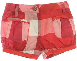 Burberry Baby Girls Pink Check Poplin Shorts With Frill Trim Pockets