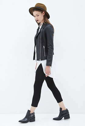 Forever 21 Quilted Faux Leather Moto Jacket