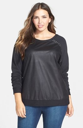 Seven7 Embellished Mixed Media Sweatshirt (Plus Size)