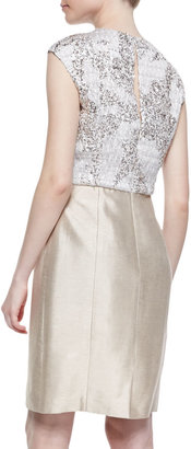 Kay Unger New York Cap-Sleeve Sequined Bodice Cocktail Dress