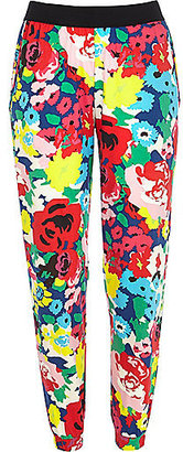 River Island Womens Multicolored floral print joggers