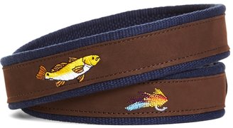Brooks Brothers Fly Fish Embroidered Suede Webbed Belt