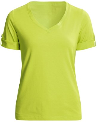 Casual Studio V-Neck T-Shirt - Stretch Cotton, Short Sleeve (For Women)