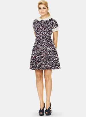 Holly Willoughby Lace Collar Printed Tea Dress