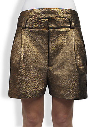 Haider Ackermann Apollo Metallic Leather Shorts