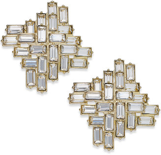 ABS by Allen Schwartz Gold-Tone Crystal Button Stud Earrings