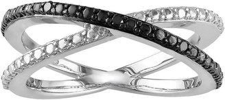 Black Diamond Sterling silver accent crisscross ring