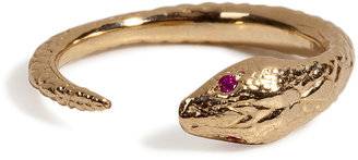 Pamela Love Solid Gold and Ruby Snake Ring