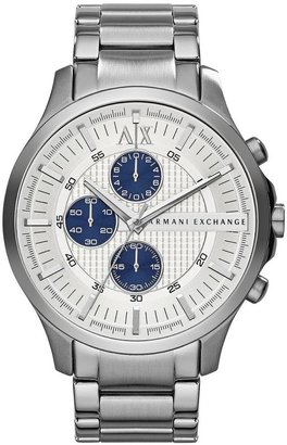 Armani Exchange Silver Chronograph Dial And Stainless Steel Bracelet Mens Watch