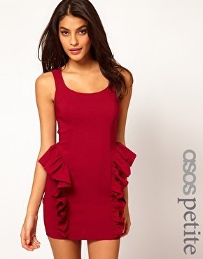 ASOS Petite PETITE Exclusive Mini Dress With Side Peplum - Red