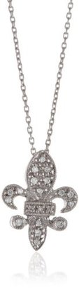 KC Designs Trinkets" Diamond 14k White Gold Small Fleur-De-Lis Pendant Necklace, 16"