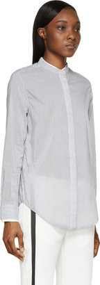 3.1 Phillip Lim White Pinstripe Band Collar Button-Up Shirt