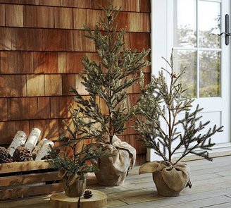 Pottery Barn Faux LED Lit Potted Pine Trees